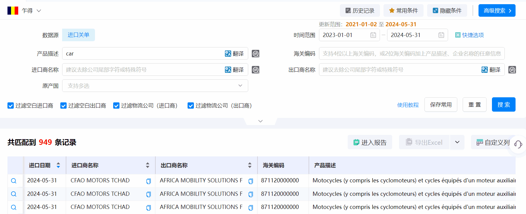 乍得海关数据,海关数据,Ebpay海关数据